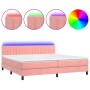 Box spring bed with mattress and LED pink velvet 200x200 cm by vidaXL, Beds and slatted bases - Ref: Foro24-3134548, Price: 5...