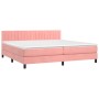 Box spring bed with mattress and LED pink velvet 200x200 cm by vidaXL, Beds and slatted bases - Ref: Foro24-3134548, Price: 5...