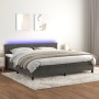 Box spring bed with mattress and LED dark gray velvet 200x200 cm by vidaXL, Beds and slatted bases - Ref: Foro24-3134544, Pri...