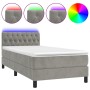 Boxspringbett mit Matratze und hellgrauem LED-Samt 90x190 cm von vidaXL, Betten und Lattenroste - Ref: Foro24-3134555, Preis:...