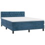 Box spring bed with mattress and LED dark blue velvet 140x190 cm by vidaXL, Beds and slatted bases - Ref: Foro24-3134583, Pri...