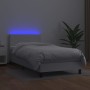 Box spring bed with mattress and LED white synthetic leather 100x200 cm by vidaXL, Beds and slatted bases - Ref: Foro24-31340...