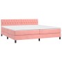 Box spring bed with mattress and LED pink velvet 200x200 cm by vidaXL, Beds and slatted bases - Ref: Foro24-3134608, Price: 5...