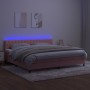 Box spring bed with mattress and LED pink velvet 200x200 cm by vidaXL, Beds and slatted bases - Ref: Foro24-3134608, Price: 5...