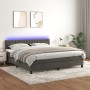 Box spring bed with mattress and LED dark gray velvet 160x200 cm by vidaXL, Beds and slatted bases - Ref: Foro24-3134592, Pri...