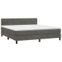 Box spring bed with mattress and LED dark gray velvet 160x200 cm by vidaXL, Beds and slatted bases - Ref: Foro24-3134592, Pri...