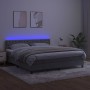 Box spring bed with mattress and LED light gray velvet 160x200 cm by vidaXL, Beds and slatted bases - Ref: Foro24-3134591, Pr...