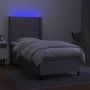 Box spring bed mattress and LED lights light gray fabric 90x190 cm by vidaXL, Beds and slatted bases - Ref: Foro24-3138117, P...