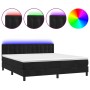 Box spring bed with mattress and LED black velvet 160x200 cm by vidaXL, Beds and slatted bases - Ref: Foro24-3134653, Price: ...