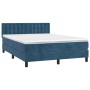 Box spring bed with mattress and LED dark blue velvet 140x200 cm by vidaXL, Beds and slatted bases - Ref: Foro24-3134649, Pri...