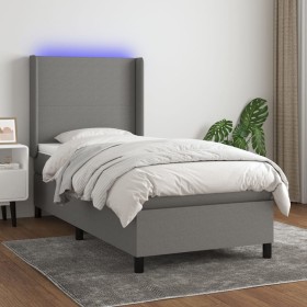 Cama box spring colchón y luces LED tela gris oscuro 100x200 cm de vidaXL, Camas y somieres - Ref: Foro24-3138134, Precio: 40...