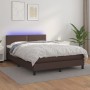 Box spring bed with mattress and LED brown synthetic leather 140x200 cm by vidaXL, Beds and slatted bases - Ref: Foro24-31341...