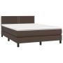 Box spring bed with mattress and LED brown synthetic leather 140x200 cm by vidaXL, Beds and slatted bases - Ref: Foro24-31341...