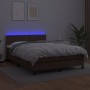 Box spring bed with mattress and LED brown synthetic leather 140x200 cm by vidaXL, Beds and slatted bases - Ref: Foro24-31341...