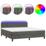 Box spring bed with mattress and LED dark gray velvet 180x200 cm by vidaXL, Beds and slatted bases - Ref: Foro24-3134658, Pri...