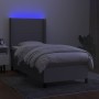 Box spring bed mattress and LED lights light gray fabric 100x200 cm by vidaXL, Beds and slatted bases - Ref: Foro24-3138133, ...