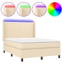 Cama box spring colchón y luces LED tela crema 140x200 cm de vidaXL, Camas y somieres - Ref: Foro24-3138162, Precio: 526,50 €...