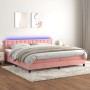 Cama box spring colchón y LED terciopelo rosa 200x200 cm de vidaXL, Camas y somieres - Ref: Foro24-3134668, Precio: 562,60 €,...