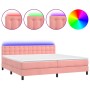 Cama box spring colchón y LED terciopelo rosa 200x200 cm de vidaXL, Camas y somieres - Ref: Foro24-3134668, Precio: 562,60 €,...