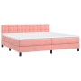 Cama box spring colchón y LED terciopelo rosa 200x200 cm de vidaXL, Camas y somieres - Ref: Foro24-3134668, Precio: 562,60 €,...