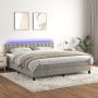 Box spring bed with mattress and LED light gray velvet 180x200 cm by vidaXL, Beds and slatted bases - Ref: Foro24-3134657, Pr...