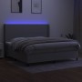 Box spring bed with fabric mattress and light gray LED 200x200 cm by vidaXL, Beds and slatted bases - Ref: Foro24-3138181, Pr...