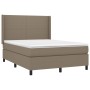 Box spring bed with mattress and LED lights taupe gray fabric 140x200 cm by vidaXL, Beds and slatted bases - Ref: Foro24-3138...