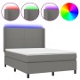 Boxspringbettmatratze und LED-Leuchten dunkelgrauer Stoff 140x190 cm von vidaXL, Betten und Lattenroste - Ref: Foro24-3138150...