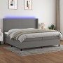 Box spring bed mattress and LED lights light gray fabric 200x200 cm by vidaXL, Beds and slatted bases - Ref: Foro24-3138182, ...