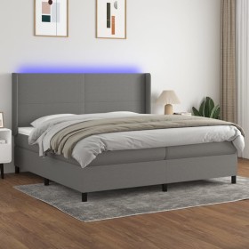 Cama box spring colchón y luces LED tela gris claro 200x200 cm de vidaXL, Camas y somieres - Ref: Foro24-3138182, Precio: 642...