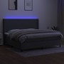 Box spring bed mattress and LED lights light gray fabric 200x200 cm by vidaXL, Beds and slatted bases - Ref: Foro24-3138182, ...