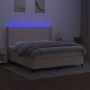 Box spring bed mattress and LED lights cream fabric 160x200 cm by vidaXL, Beds and slatted bases - Ref: Foro24-3138170, Price...