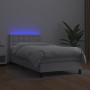 Cama box spring y colchón LED cuero sintético blanco 90x200 cm de vidaXL, Camas y somieres - Ref: Foro24-3134202, Precio: 331...