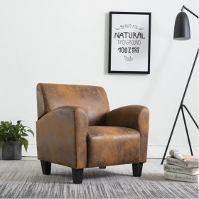 Sillón de piel de ante artificial marrón de vidaXL, Sillones - Ref: Foro24-248618, Precio: 221,19 €, Descuento: %