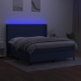 Box spring bed mattress and LED lights blue fabric 180x200 cm by vidaXL, Beds and slatted bases - Ref: Foro24-3138179, Price:...