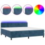 Box spring bed with mattress and LED dark blue velvet 200x200 cm by vidaXL, Beds and slatted bases - Ref: Foro24-3134427, Pri...