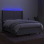 Box spring bed mattress and LED lights light gray fabric 140x200 cm by vidaXL, Beds and slatted bases - Ref: Foro24-3138237, ...