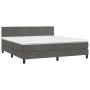 Cama box spring colchón y LED terciopelo gris oscuro 160x200 cm de vidaXL, Camas y somieres - Ref: Foro24-3134292, Precio: 49...