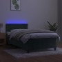 Box spring bed with mattress and LED dark green velvet 80x200 cm by vidaXL, Beds and slatted bases - Ref: Foro24-3134312, Pri...