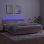 Box spring bed with mattress and LED pink velvet 180x200 cm by vidaXL, Beds and slatted bases - Ref: Foro24-3134302, Price: 5...