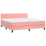 Box spring bed with mattress and LED pink velvet 180x200 cm by vidaXL, Beds and slatted bases - Ref: Foro24-3134302, Price: 5...