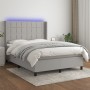 Cama box spring colchón y luces LED tela gris claro 140x200 cm de vidaXL, Camas y somieres - Ref: Foro24-3138317, Precio: 546...