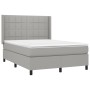 Box spring bed mattress and LED lights light gray fabric 140x200 cm by vidaXL, Beds and slatted bases - Ref: Foro24-3138317, ...