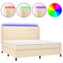 Cama box spring colchón y luces LED tela crema 200x200 cm de vidaXL, Camas y somieres - Ref: Foro24-3138346, Precio: 710,86 €...