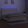 Cama box spring colchón y luces LED tela crema 200x200 cm de vidaXL, Camas y somieres - Ref: Foro24-3138346, Precio: 710,86 €...