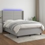 Box spring bed mattress and LED lights light gray fabric 140x190 cm by vidaXL, Beds and slatted bases - Ref: Foro24-3138389, ...