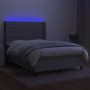 Box spring bed mattress and LED lights light gray fabric 140x190 cm by vidaXL, Beds and slatted bases - Ref: Foro24-3138389, ...