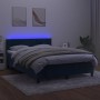 Box spring bed with mattress and LED dark blue velvet 140x200 cm by vidaXL, Beds and slatted bases - Ref: Foro24-3134409, Pri...