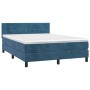 Box spring bed with mattress and LED dark blue velvet 140x200 cm by vidaXL, Beds and slatted bases - Ref: Foro24-3134409, Pri...