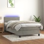 Box spring bed with mattress and LED light gray velvet 90x190 cm by vidaXL, Beds and slatted bases - Ref: Foro24-3134435, Pri...